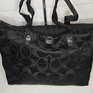 COACH Getaway Signature Nylon Packable Weekender Tote Bag Black Y2K Travel
